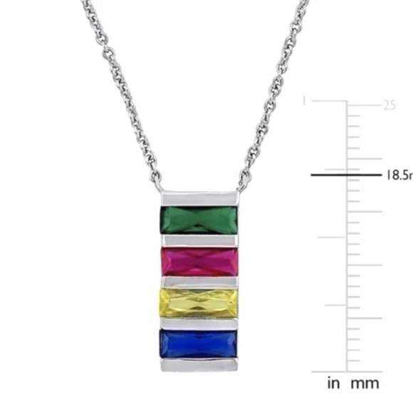 NWT Hudson's Bay Company HBC  925 Sterling silver HBC Stripes Crystals Necklace - Picture 3 of 7